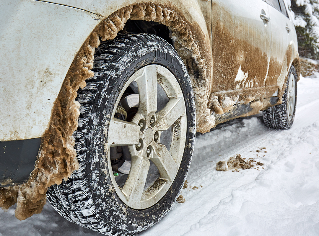 can with snow on undercarriage